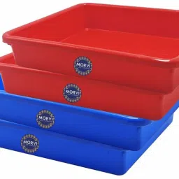 Exel 555 Tray, Set of 4, Red & Blue Color, Made in India Tray-3