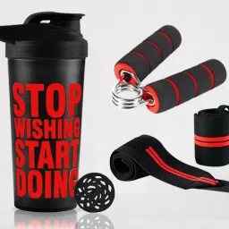 Boost Your Workout with Gym Shaker, Wrist Band & Mini Gripper For Men & Women Fitness Accessory Kit Kit-image-44