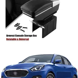 Armrest Console Storage Box Rotatable Black Leather Center Box A141 Car Armrest-18