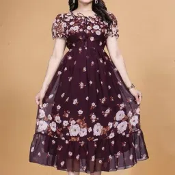 Graphic Print Georgette Stitched Anarkali Gown-image-79