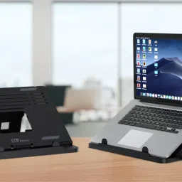ELV DIRECT Adjustable Foldable Laptop Stand with 2 Attached Phone Stands, for Laptops ABSLAPSTNDBLK11 Laptop Stand image 5