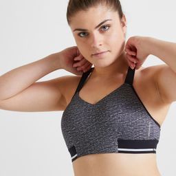 Women Gym Sports Bra Medium Support Grey-image-98