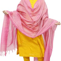 Art Silk Self Design Pink Women Dupatta-image-69
