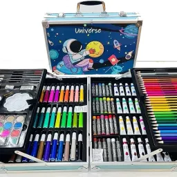 neel Spcae Art & Craft Painting Box,Big Coloring Suitcase Multiple 145 Color Kit Set image 2