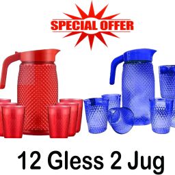 X PODS 14 PS Plastic Water Jug Gless Serving Combo(2 jug 12 gless) for Drinking ice Tea, Juice, Cocktail Jug Glass Set-image-43
