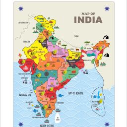 Wooden India Map Multicolor-24