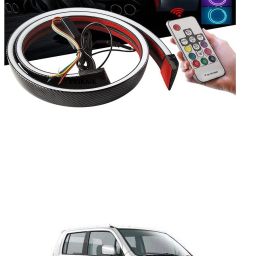 Carbon Fibre LED Rear Spoiler with Remote Control for Car Trunk Universal Exterior Car LED Tail Light Strip fit for Roof, Wing, Brake Light, Turn Signal Light Spoiler Lip Kit m146 Car Fancy Lights-image-28