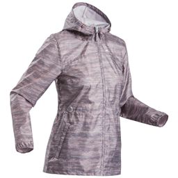 quechua Women's Waterproof Hiking Jacket - Raincut Zip Purple Grey-picture-26