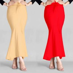 ALYNE BEIGE-COMBO-FISHTAIL-RED-BEIGE Lycra Blend Petticoat-image-73