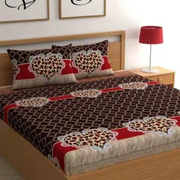 cg homes Red & Brown Abstract Bohemya 160 TC Microfiber Queen Sized Bedsheet with 2 Pillow Covers-picture-28