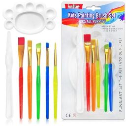 7 Pcs Painting Brush with 5 Pcs Brush 1 Pc Palette Knife & 1 Palette, White-image-40
