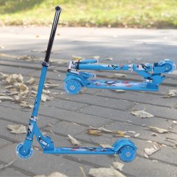 3 Wheel Kick Scooter,Foldable with LED Wheels,Adjustable Height(Blue)-image-40