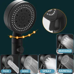matyaj Modern high pressure 5 Functions black Handheld shower head Handheld image 2