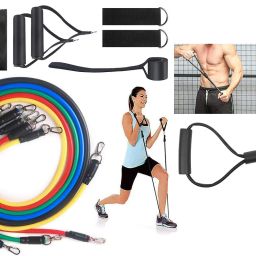 11 PC Latex Resistance Band Tube With Resistance Tube For Men And Women Fitness Accessory Kit Kit-image-12