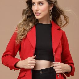 Women Solid Single Breasted Casual Blazer-image-36
