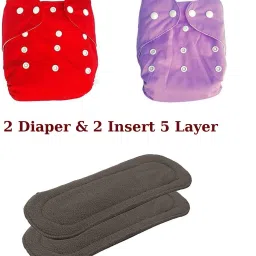 All In One Reusable Adjustable Washable Cloth Diaper Nappy For Baby New Born To 2 Year Red and Purple Diaper With 2 Bamboo Insert 5 Layer-34