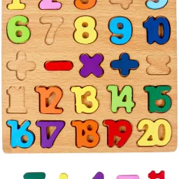 Wooden Number Puzzle Board with Colorful Numbers & Symbols | Toy for Kids Educational Board Games-7