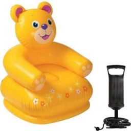 Happy Animal Teddy Sofa/ Chair (Yellow) with Air Filling Pump Inflatable Sofa/ Chair-8