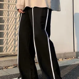Men Self Design Black Track Pants-image-57