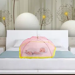 twinkle care Polyester Infants Washable Baby Mosquito Net 6Ribs Foldable Dome with Designer Lases | Portable & Washable Mosquito Net image 3