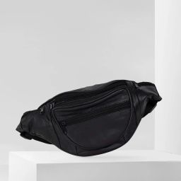 RS ENTERPRISES Multipurpose Bag Black Pure Leather Stylish Waist Pouch(Black) Waist Bag-image-26