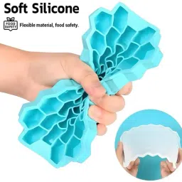 vistora living Silicone Ice Cube Tray – Flexible Ice Mold for Freezer – Easy Release Ice Maker Blue, Green Silicone Ice Cube Tray image 2