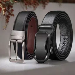 Men Casual Black Artificial Leather Belt-image-53
