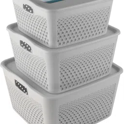 Plastic Multipurpose Storage Baskets With Lid For Home & Kitchen Storage Basket-image-5