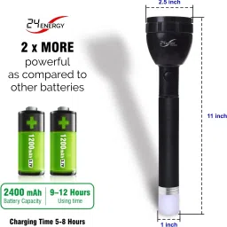 24 energy Long Range 2X Power Lithium battery with emergency backlight with Charger Torch image 3