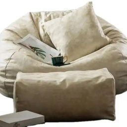 4XL Premium Imported Leather Bean Bag with Footrest and Cushion | Ready To Use Teardrop Bean BagWith Bean Filling-5