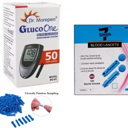 Seven Steps 100 Round Lancets With Dr. Morepen Gluco one BG-03 Blood Glucose 50 Test Strips Glucometer Lancets-image-22