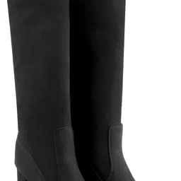 yuvrato baxi Women's 3.5 Inch Block Heel Height Black Casual Formal Slipon Knee Height Boots Slip On For Women-picture-2