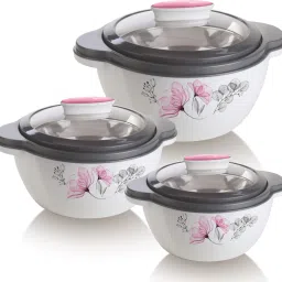 Glaze Pink Jr Inner Stainless Steel Serving Casserole Set With Transparent Lid Pack of 3 Thermoware Casserole Set-14