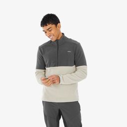 Men’s mountain hiking fleece jacket MH500 - Half Zip - Beige-image-36