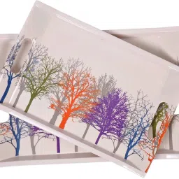 u.p.c. Melamine Multicolor Tree Print Serving Tray, Set of 3 (Small, Medium and Large Size) Ocean Series Tray image 4
