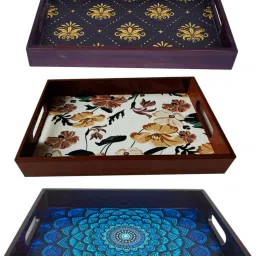 Wooden Tray set of 3 for serving Tea/coffee/snacks AHS-TRAY117 Tray-image-58