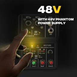 dawnrays Q12 2 Channel Audio Mixer Mini Usb Audio Interface for Recording ,48V Powered Digital Sound Mixer image 4