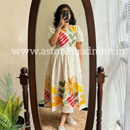 Graphic Print Khadi Cotton Stitched Anarkali Gown-image-43