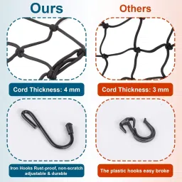 blp 15"x15" Cargo Net, Heavy Duty Bungee Net Stretches to 30"x30" 3 Pack of 3 Vehicle Cargo Net image 4