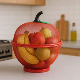 Fruit Basket with Lid Net Cover Steel Big Size for DinningKitchen Home Net Cover Stainless Steel Fruit & Vegetable Basket-image-74