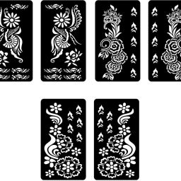 Detailed Combo Mehndi Stencil Sticker Featuring Rose Trails For Festive Look-image-79