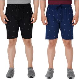 Pack of 2 Printed Men Black, Blue Bermuda Shorts-picture-20