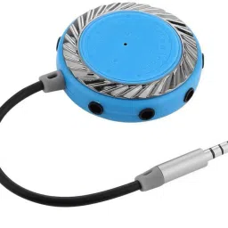 Kingdom Blue 9 Way 3.5 mm Stereo Audio Splitter Adapter Headset, Headphone, Earphone Splitter with Round Pouch (Blue) Phone Converter-image-43