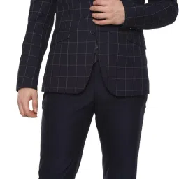 Men Single Breasted Checkered Suit-image-29