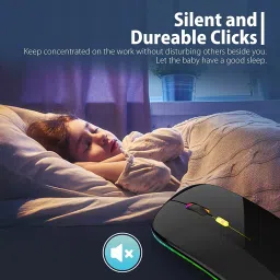 Rocketek Rechargeable Upgrade LED Wireless Bluetooth Mouse, Slim Silent Mouse 2.4G Portable Mobile Optical Office Mouse with USB & Type-c Receiver, 3 Adjustable DPI Levels Wireless Ambidextrous OpticalGaming Mousewith Bluetooth image 4