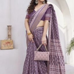 Printed, Embellished Hand Batik Cotton Silk, Silk Blend Saree-image-13
