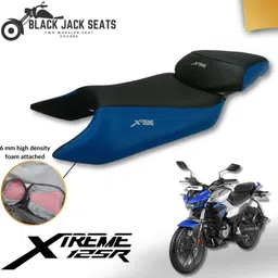 blackjackseats Xtreme 125R Seat Cover Blue Strip Design with Premium Fit and 6mm Foam Cushion Split Bike Seat Cover For Hero NA-picture-18