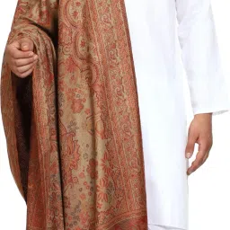 Kashmiri queen Wool Embroidered Men Shawl-image-40