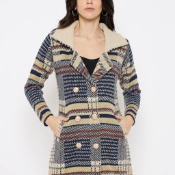 Wool Blend Self Design Coat For Women-picture-8