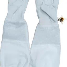 Premium Beekeeping Gloves with Cotton Vented Mesh, Long Sleeve & Elastic Cuff LeatherSafety Gloves-image-63